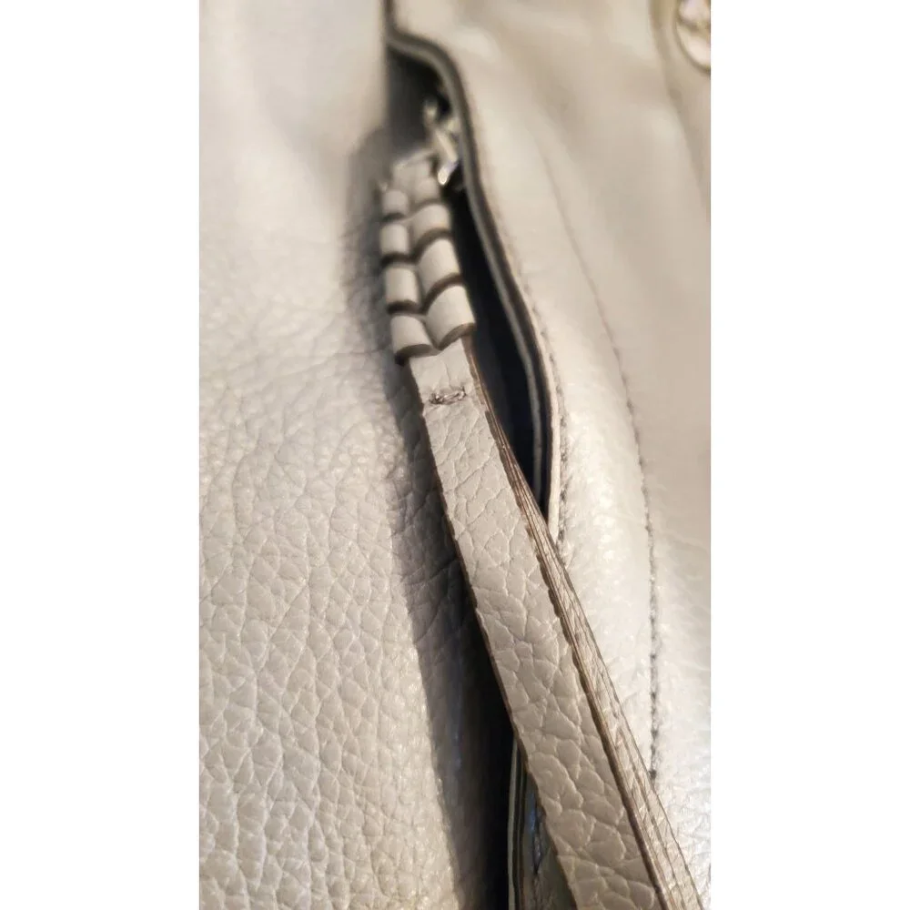 Or Yany Gray Leather Shoulder Bag Purse Handles Silver Hardware - Picture 2 of 16